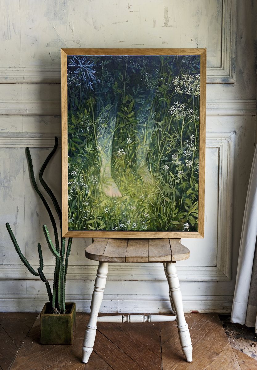 Forest Path Botanical Print. room preview