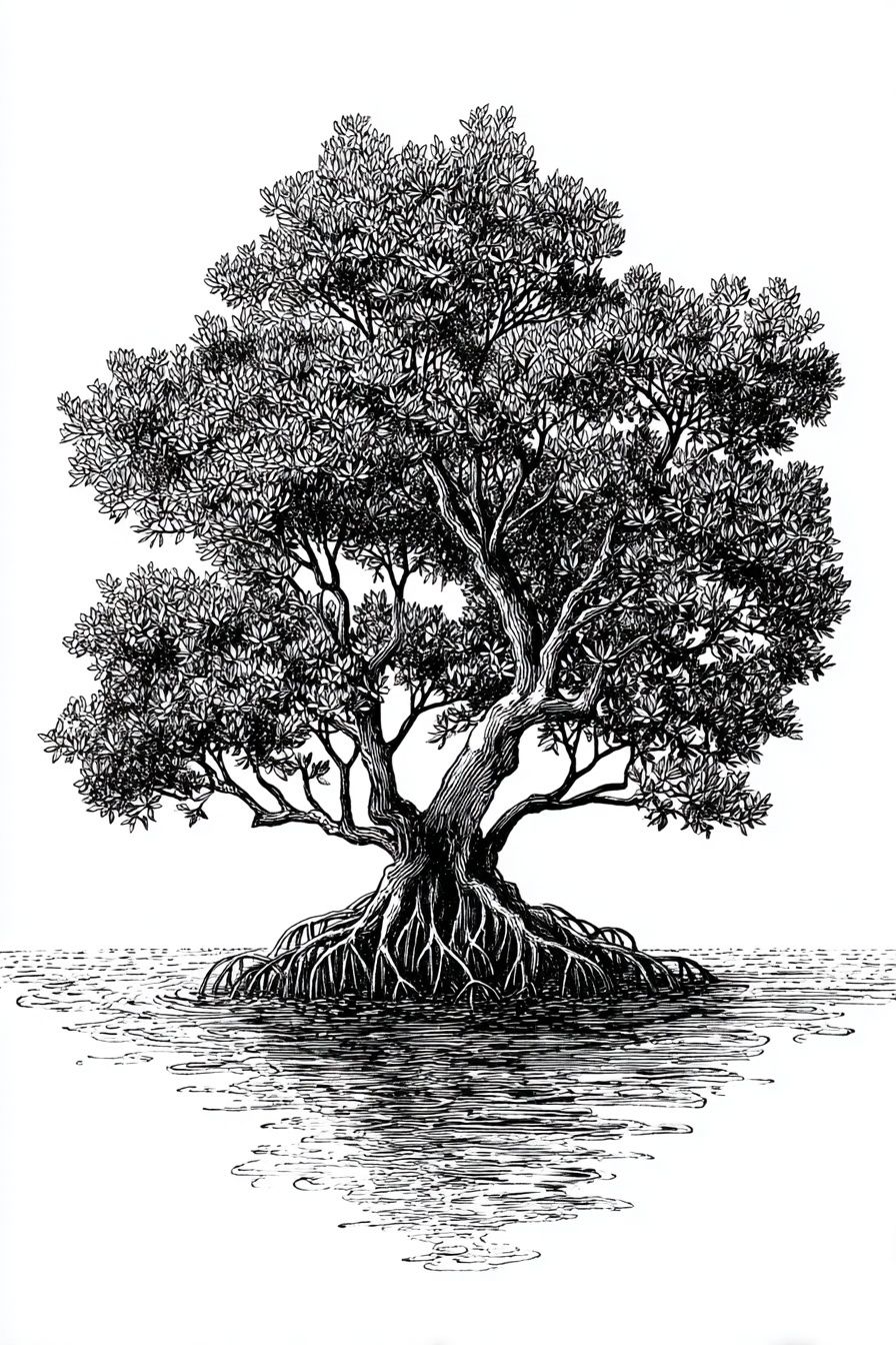 Mangrove Tree Ink Poster. poster detail