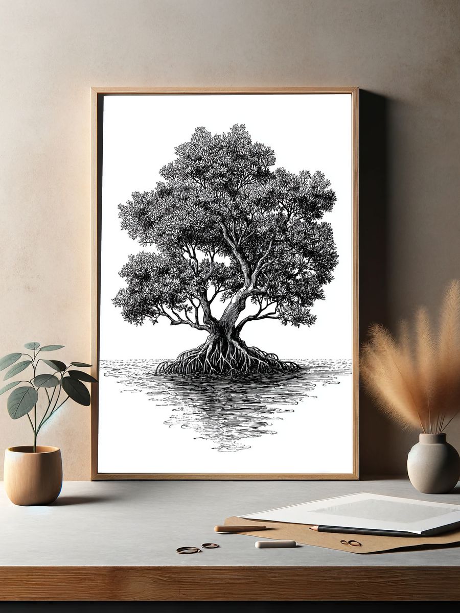 Mangrove Tree Ink Poster. — room view 2