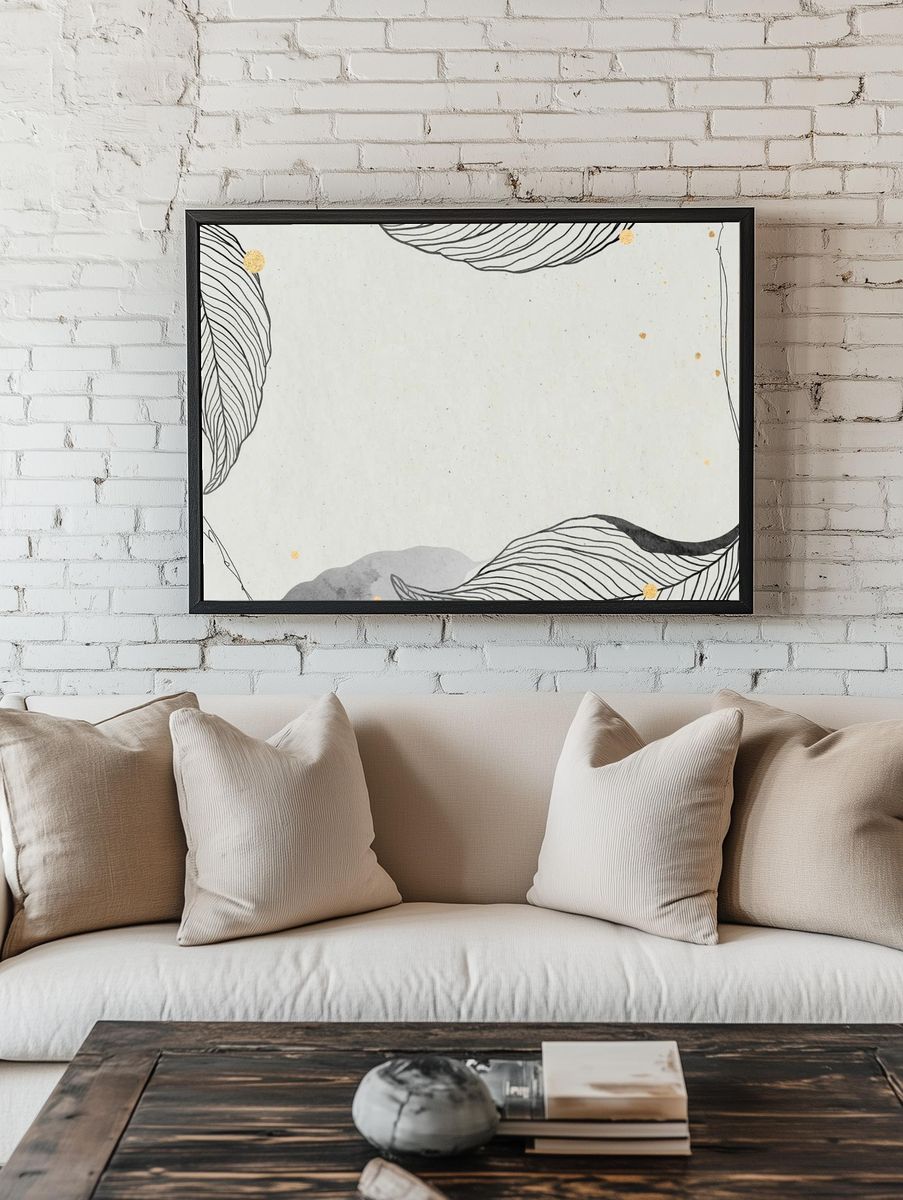 Oriental leaves gold detailed frame. — room view 1
