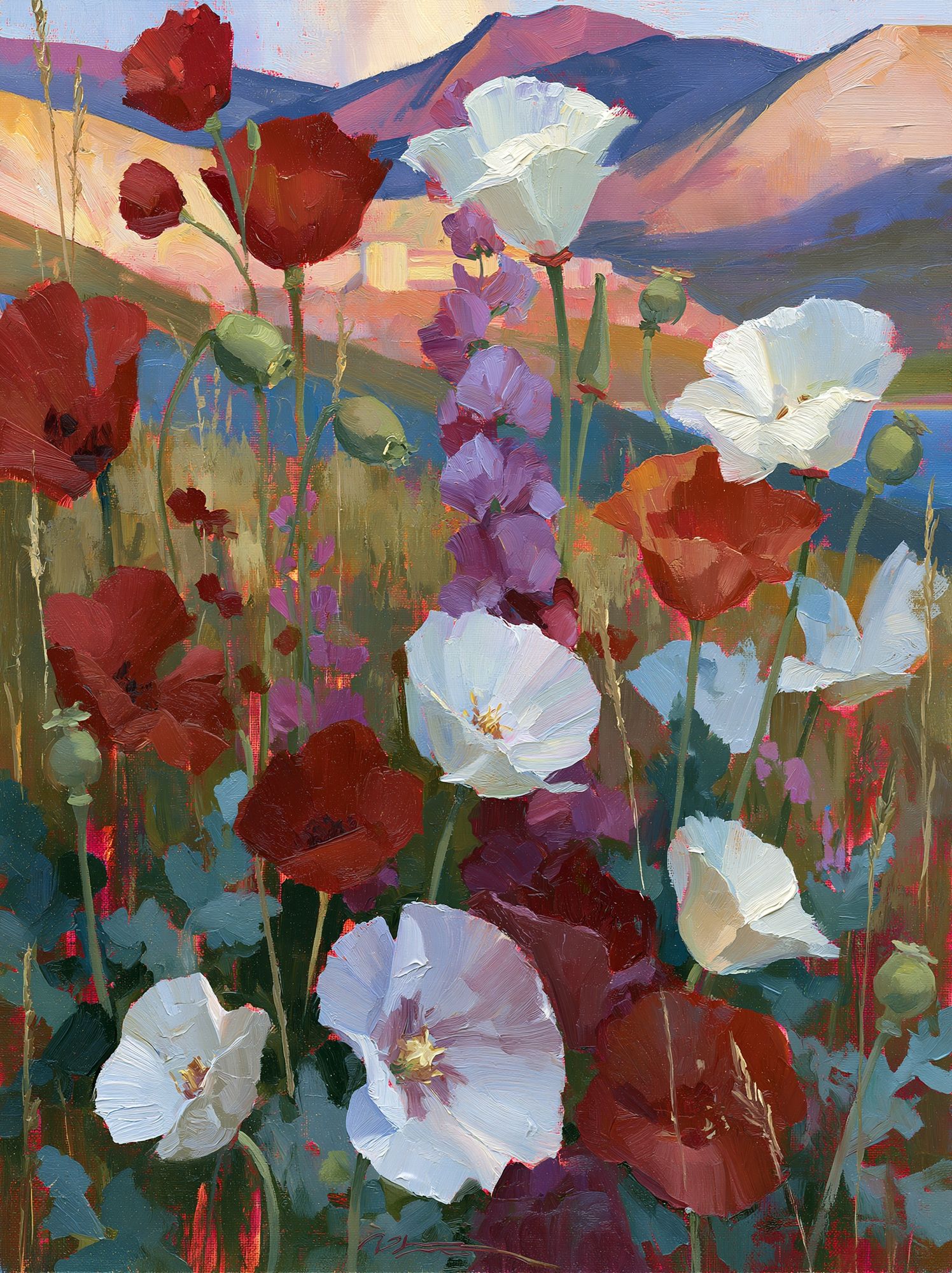 Wildflower Meadow Landscape Print. poster detail