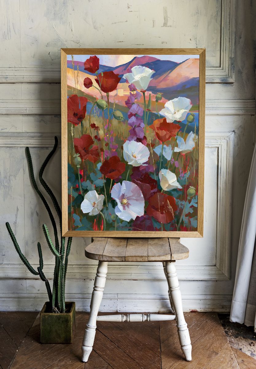 Wildflower Meadow Landscape Print. room preview
