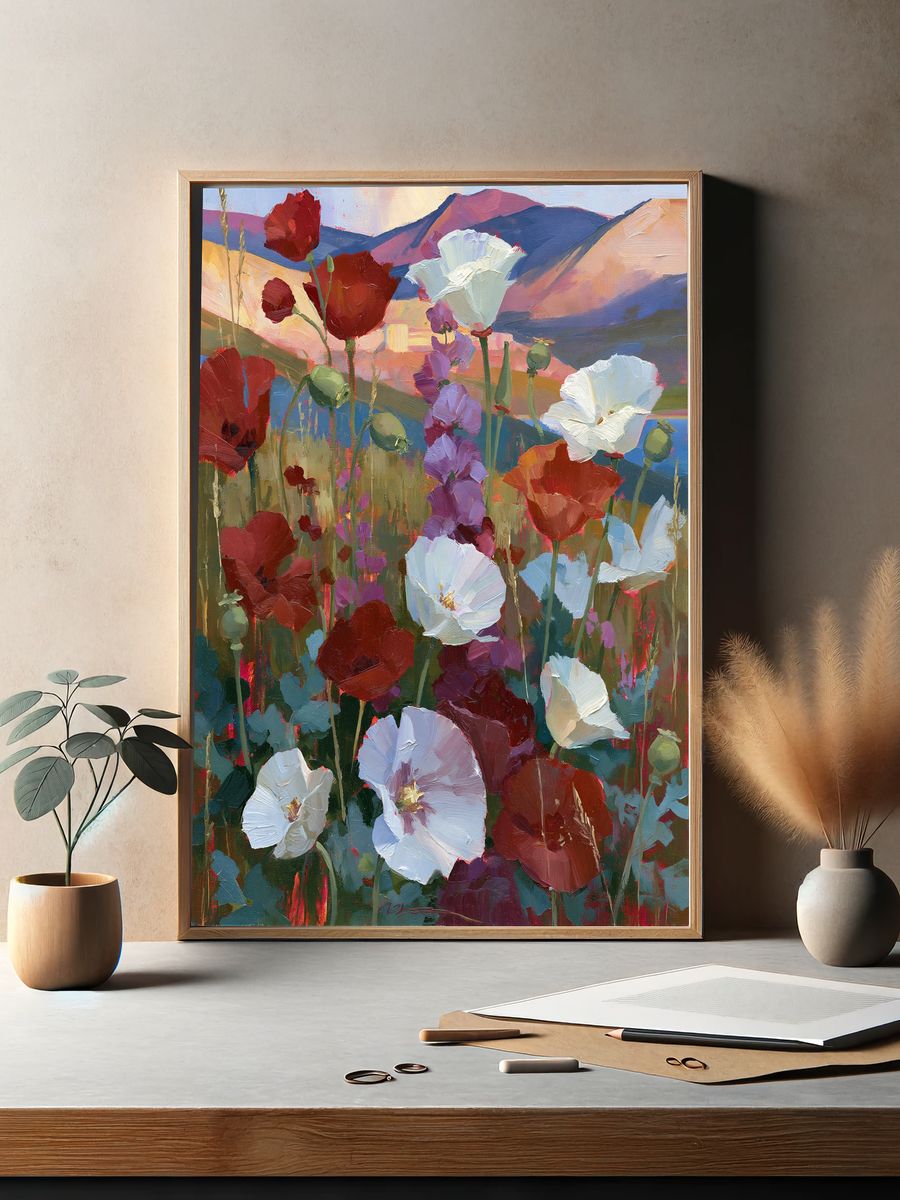 Wildflower Meadow Landscape Print. — room view 2