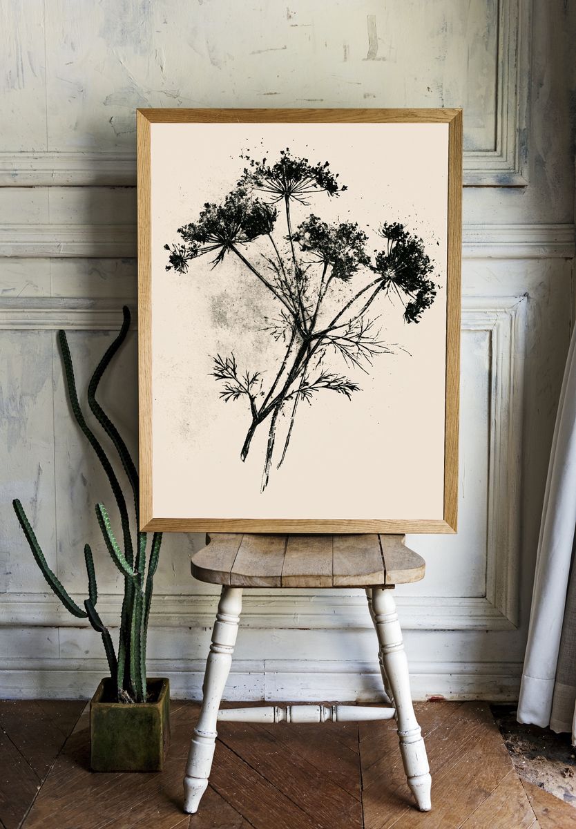 Wildflower Ink Botanical Poster. room preview