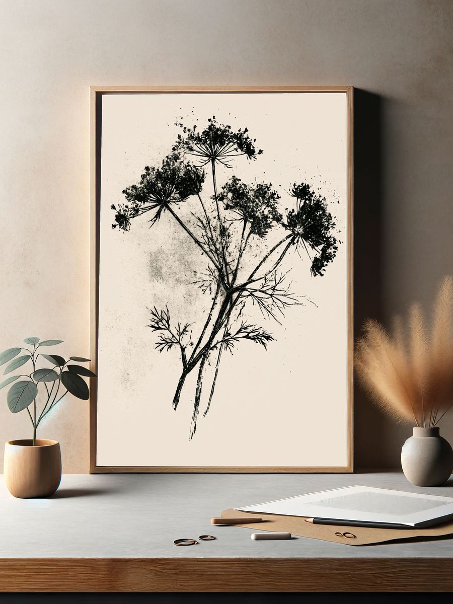 Wildflower Ink Botanical Poster. — room view 2