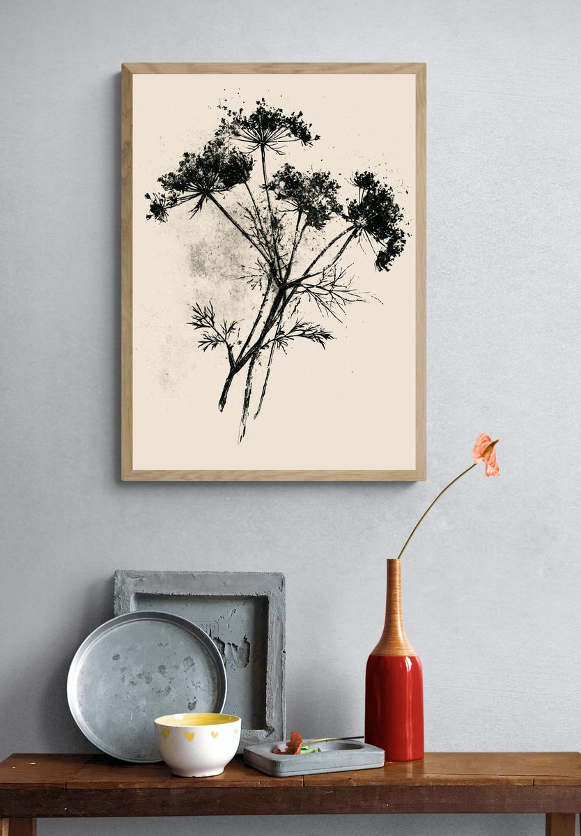 Wildflower Ink Botanical Poster. — room view 3