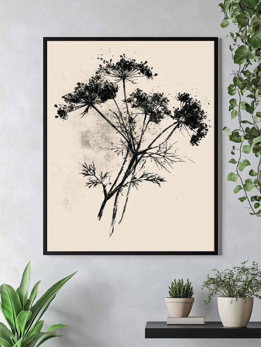 Wildflower Ink Botanical Poster. — room view 4