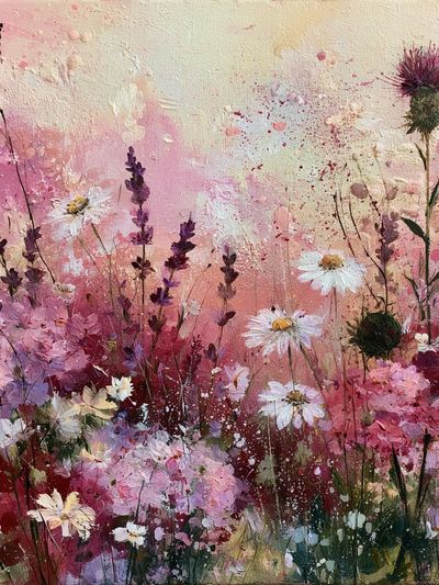 Pink Wildflower Meadow Print. poster