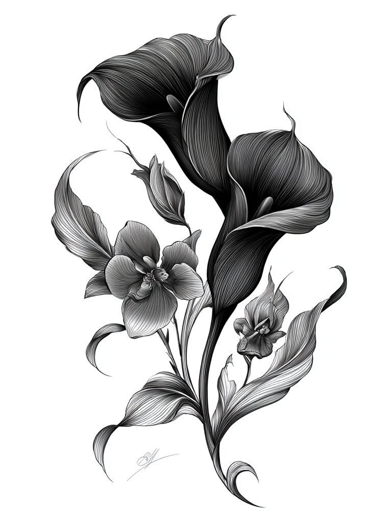 Calla Lily Botanical Ink Poster. poster detail