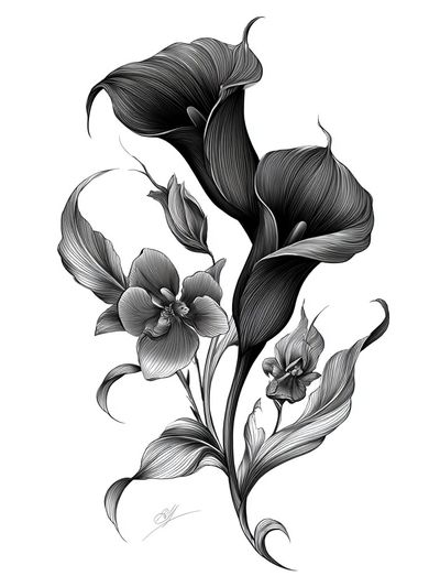 Calla Lily Botanical Ink Poster. poster