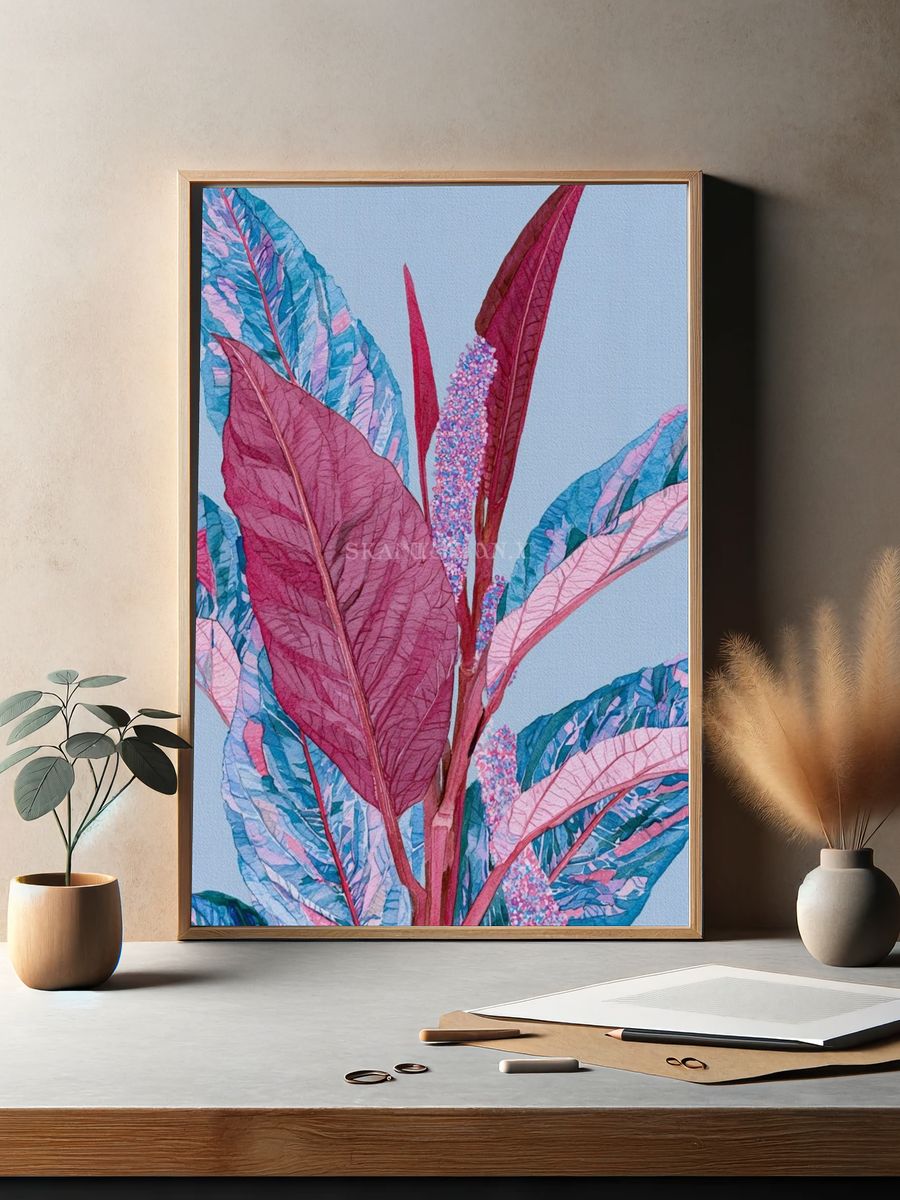 Tropical Leaves Watercolor Print. — room view 2