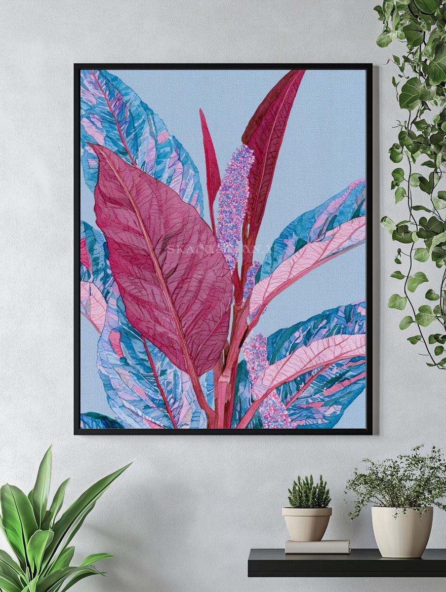 Tropical Leaves Watercolor Print. — room view 4