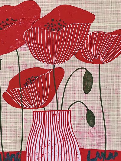 Red Poppy Field Illustration Poster.