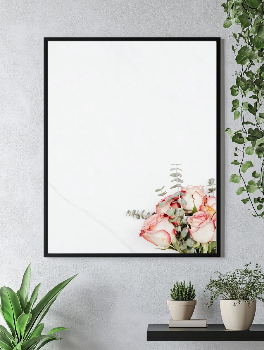 Valentine's rose bouquet white marble. — room view 4