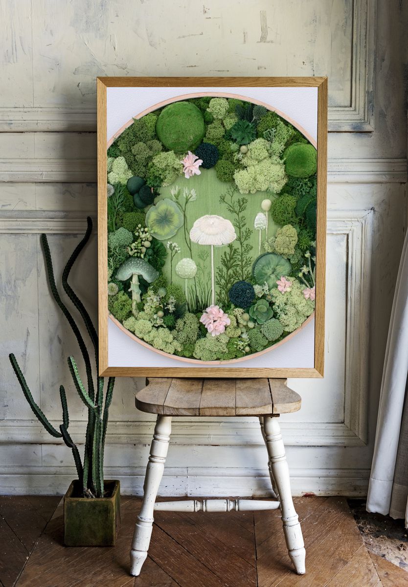 Moss Garden Mushrooms Poster. — room view 1