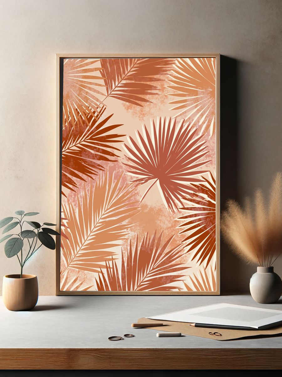 Tropical Palm Leaves Botanical Print. — room view 2