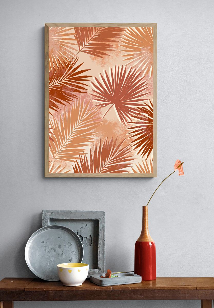 Tropical Palm Leaves Botanical Print. — room view 3