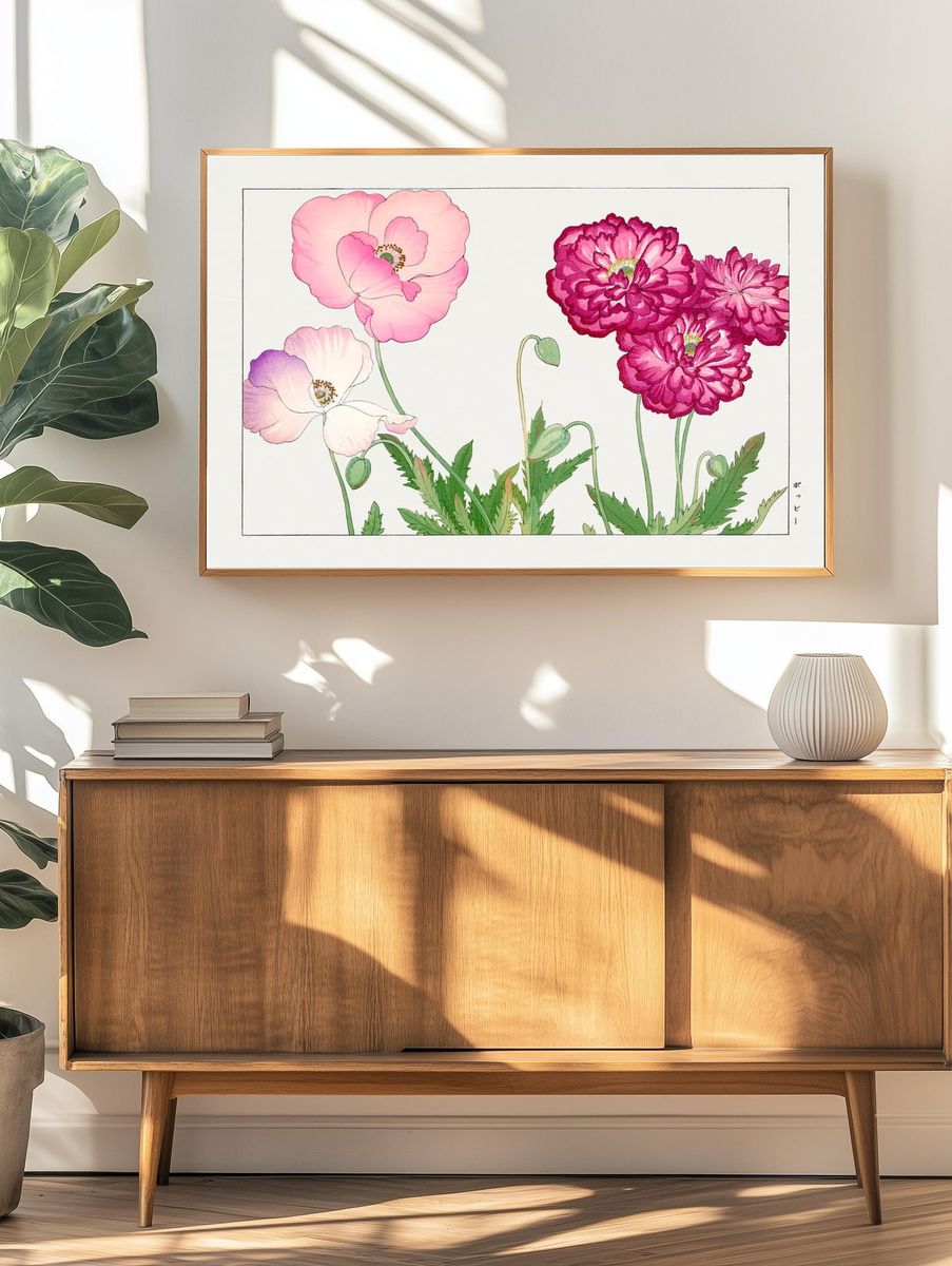 Vintage poppy flower, ukiyo e. — room view 3
