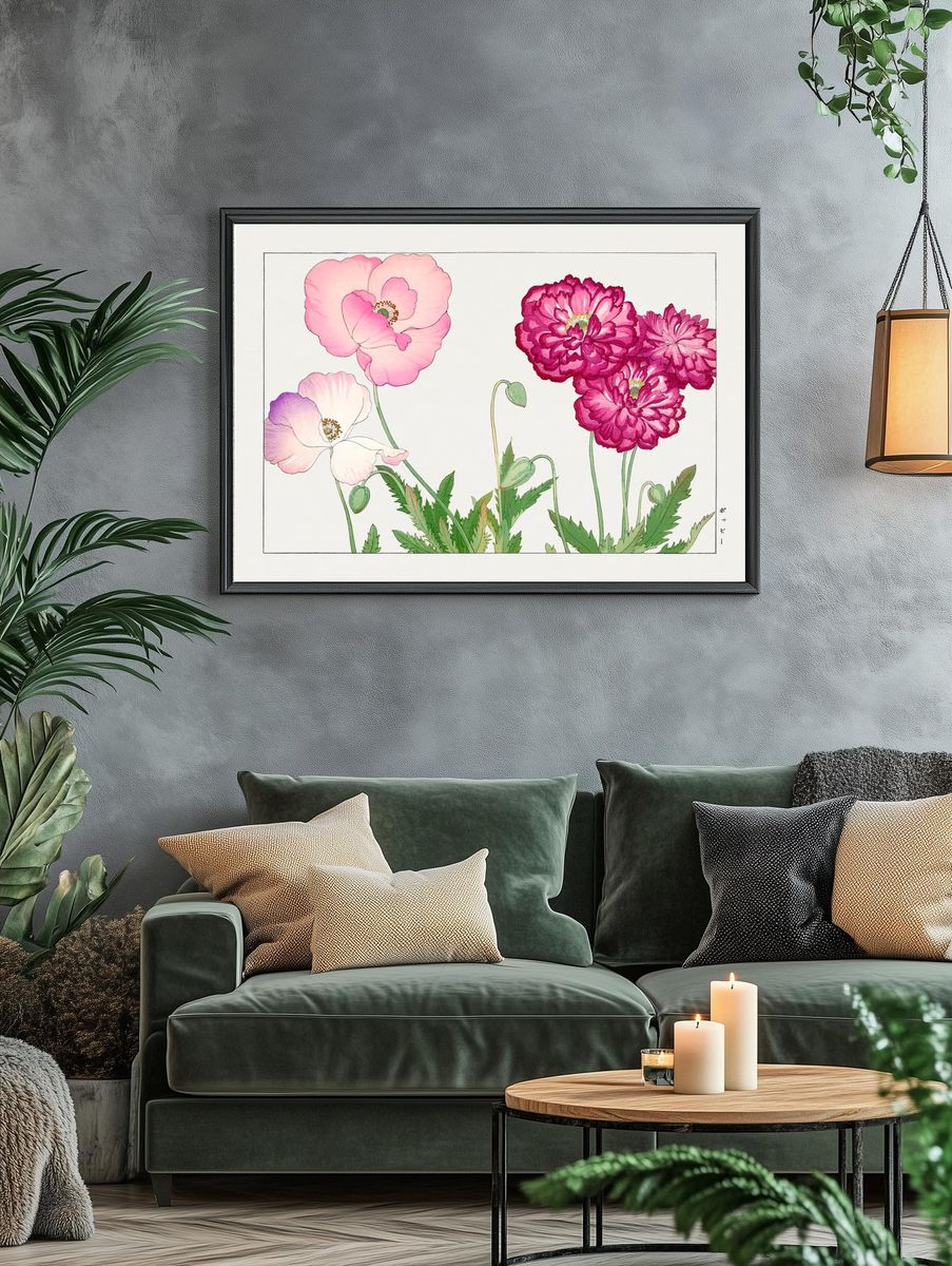 Vintage poppy flower, ukiyo e. — room view 4