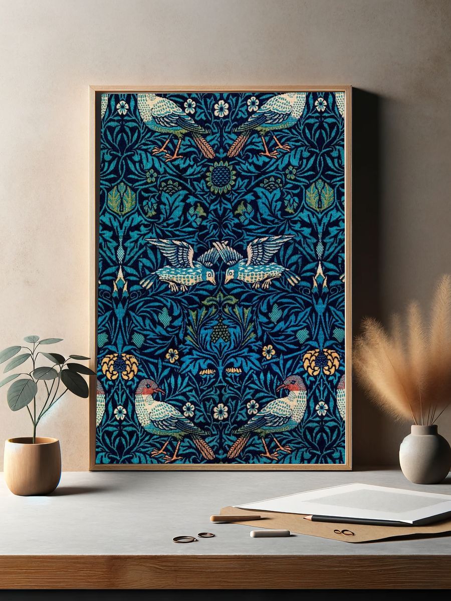 William Morris iPhone wallpaper, bird. — room view 2
