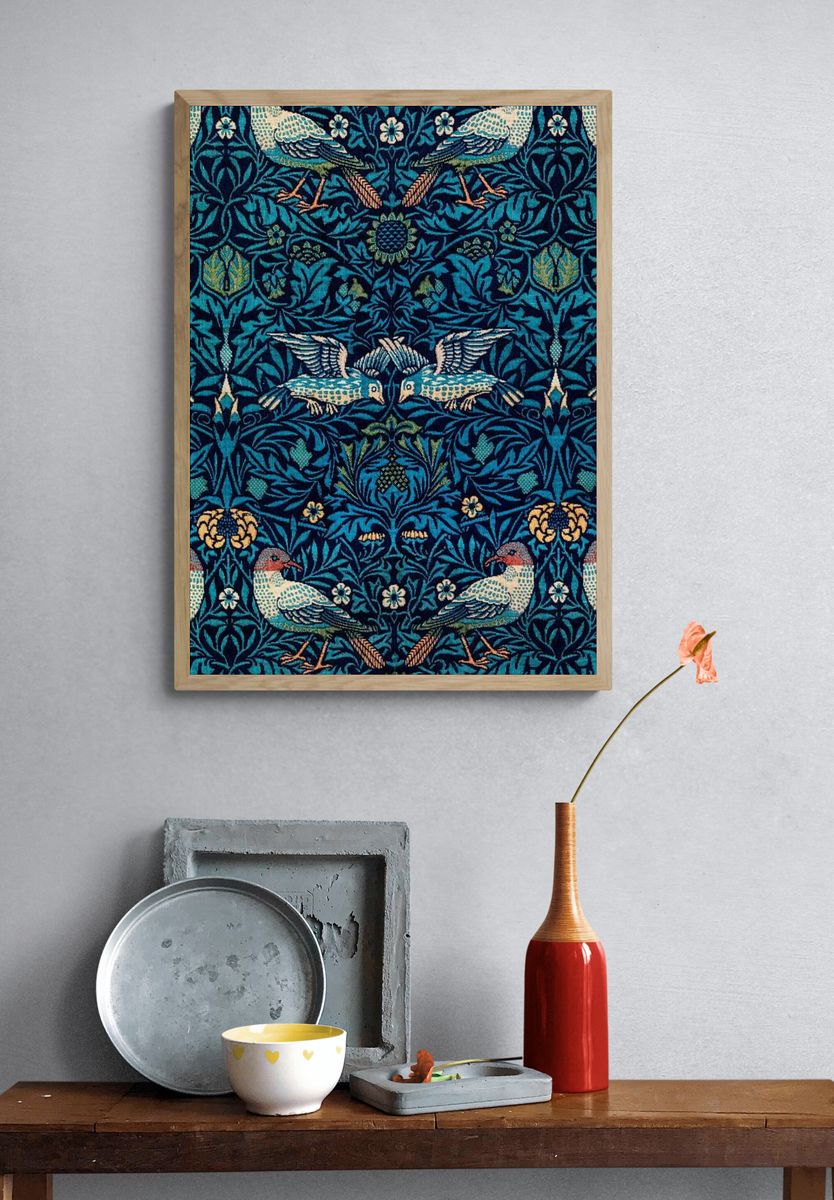 William Morris iPhone wallpaper, bird. — room view 3