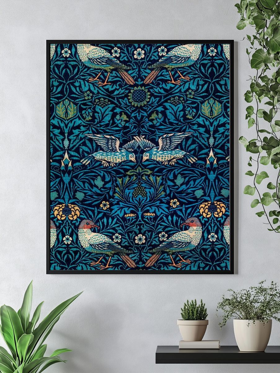 William Morris iPhone wallpaper, bird. — room view 4
