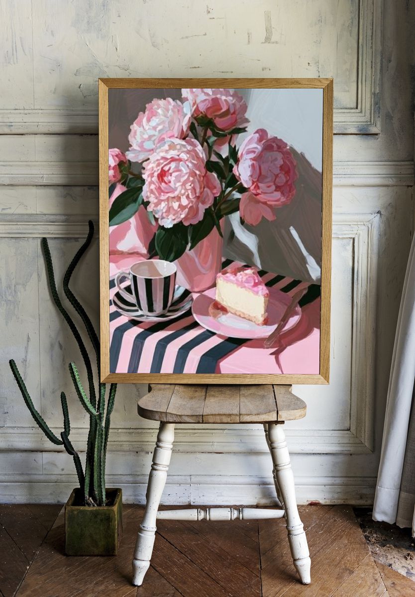 Pink Peonies Still Life Poster. room preview