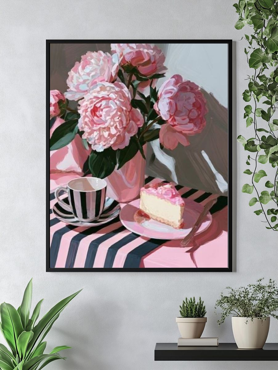Pink Peonies Still Life Poster. — room view 4