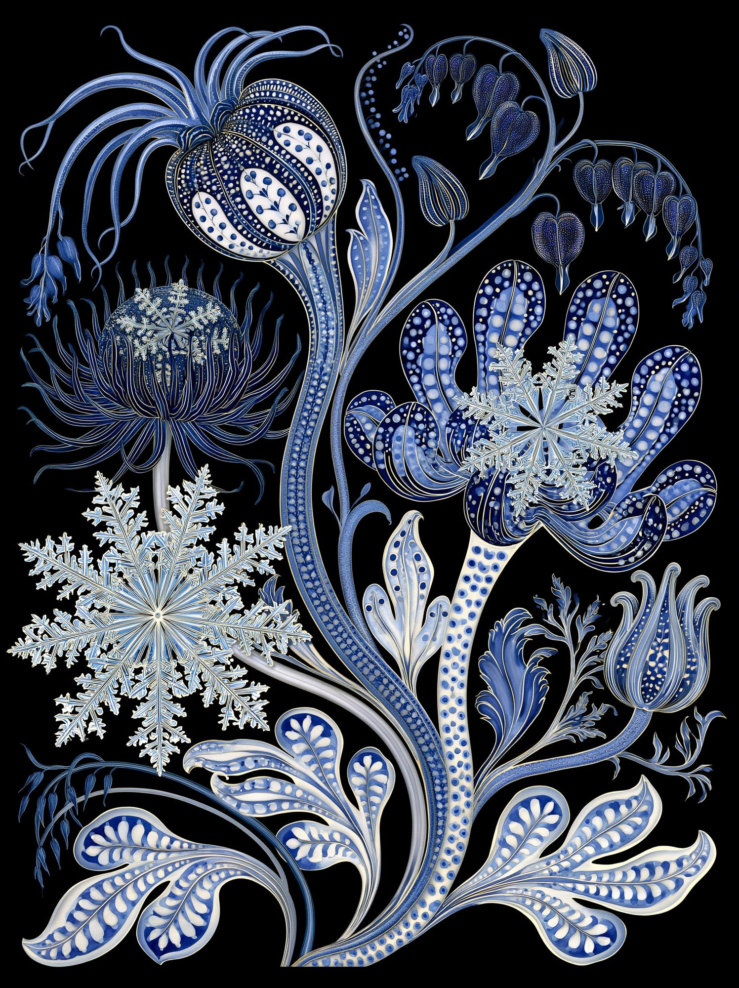 Blue Botanical Winter Poster. poster detail