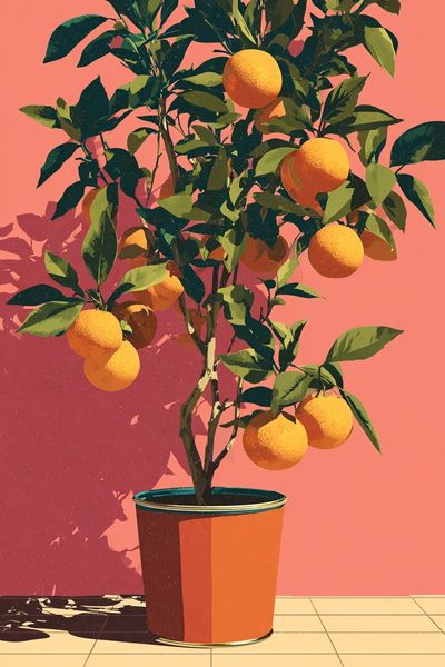 Potted Citrus Tree Illustration Poster. poster