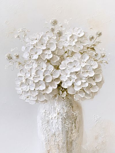 White Floral Bouquet — Textured Print.