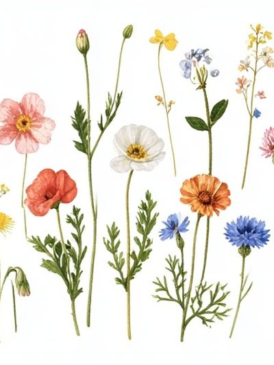 Wildflower Bouquet Botanical Print.