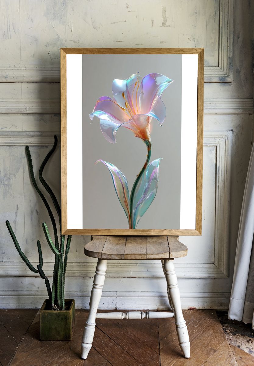 Iridescent Lily Botanical Print. — room view 1