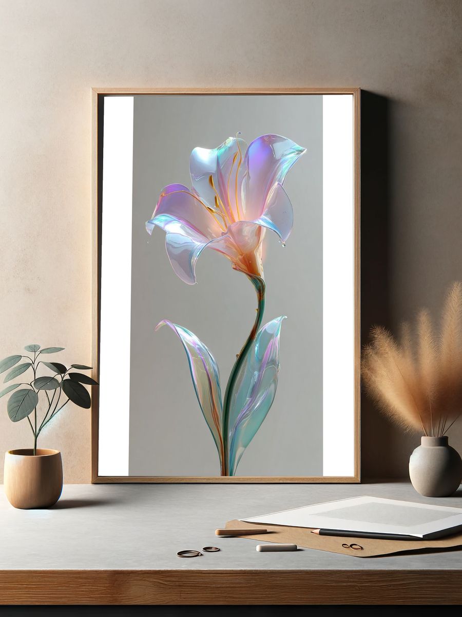 Iridescent Lily Botanical Print. — room view 2