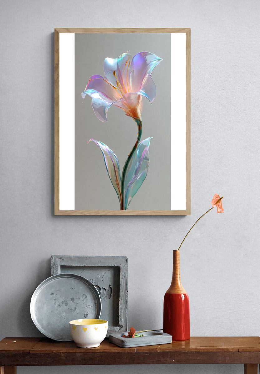 Iridescent Lily Botanical Print. — room view 3