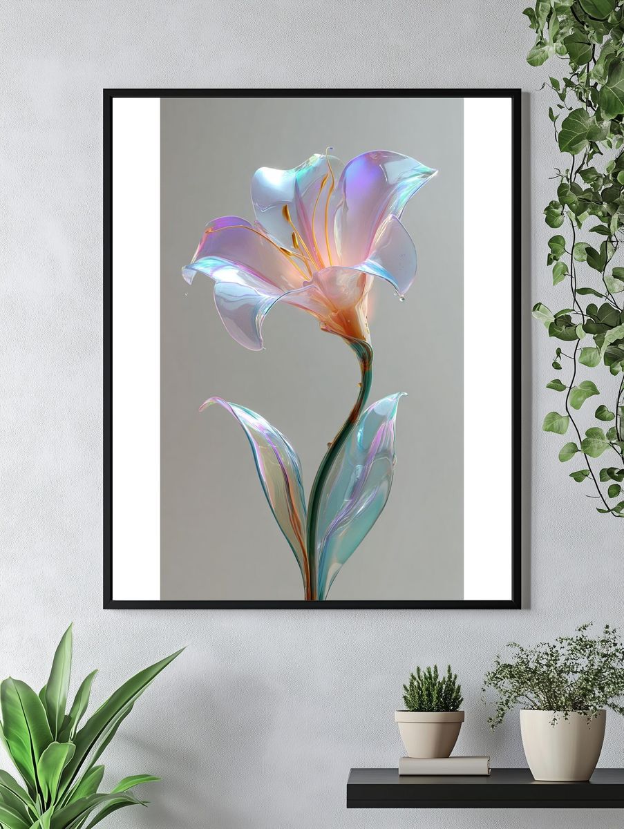 Iridescent Lily Botanical Print. — room view 4