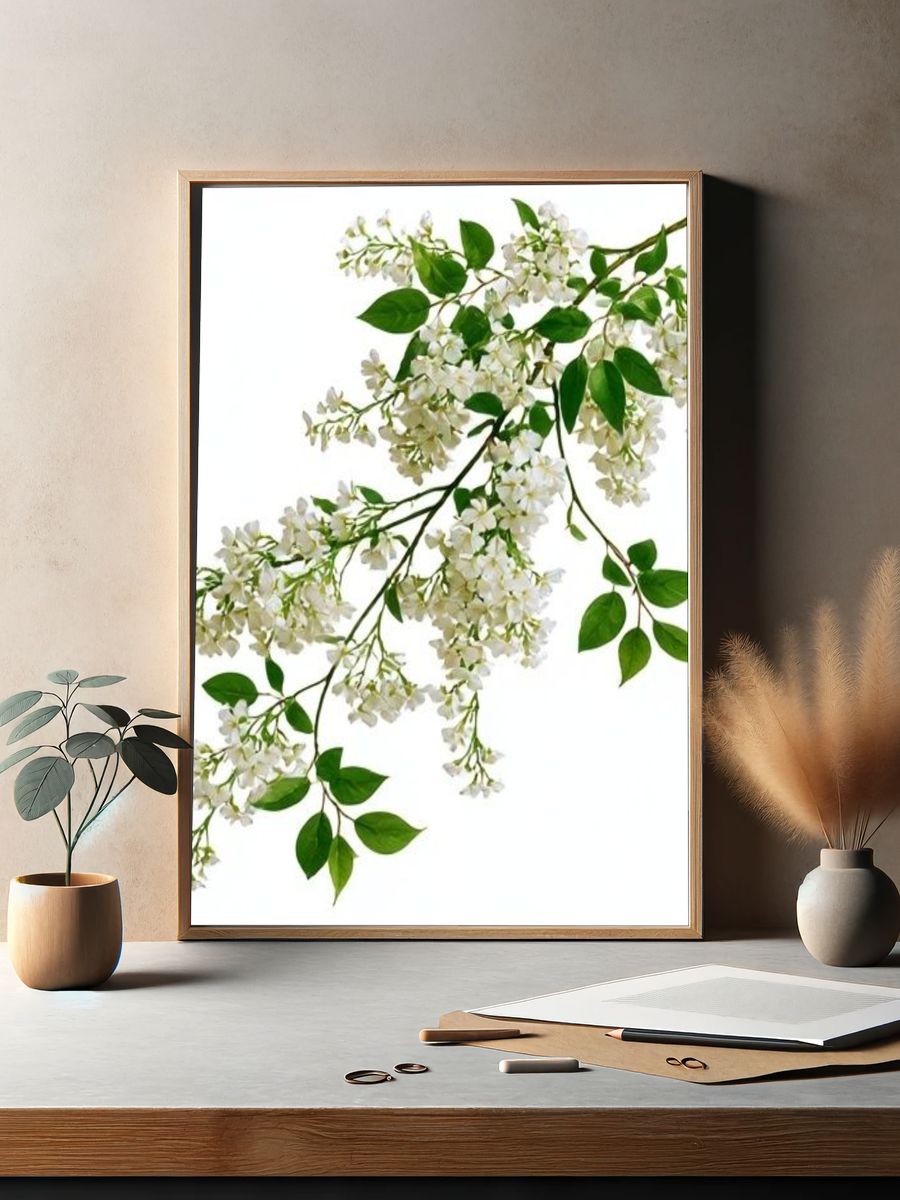 White Blossom Botanical Print. — room view 2
