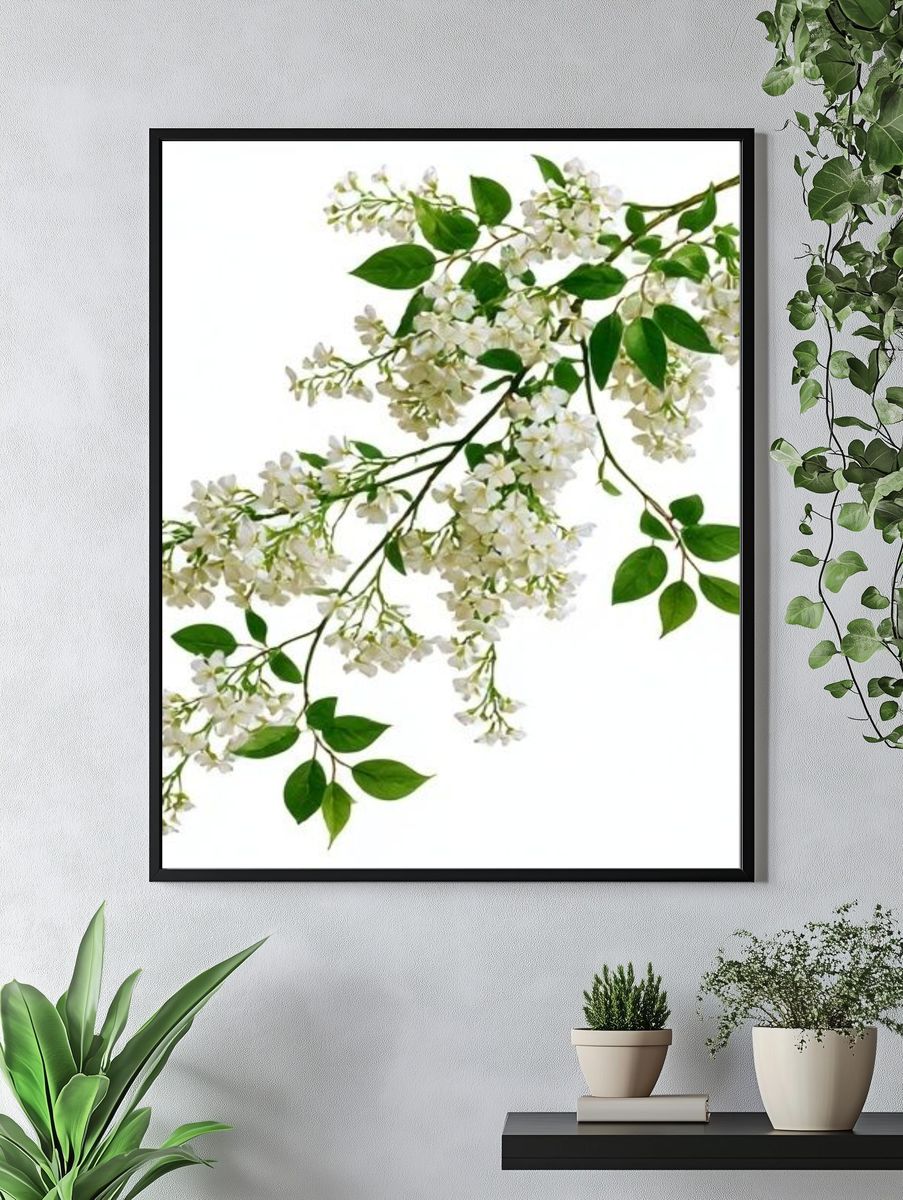 White Blossom Botanical Print. — room view 4