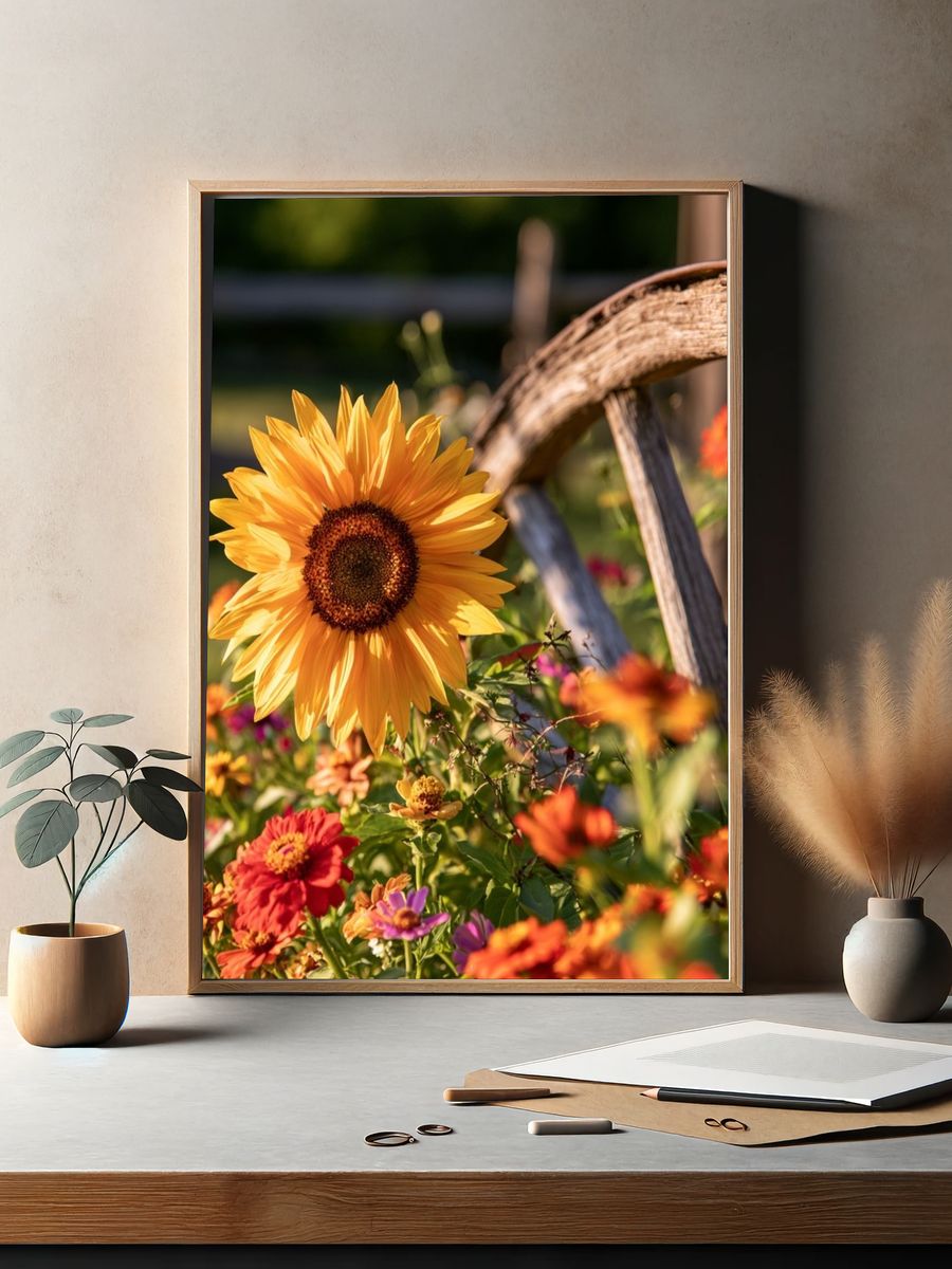Sunflower Garden Bloom Print. — room view 2