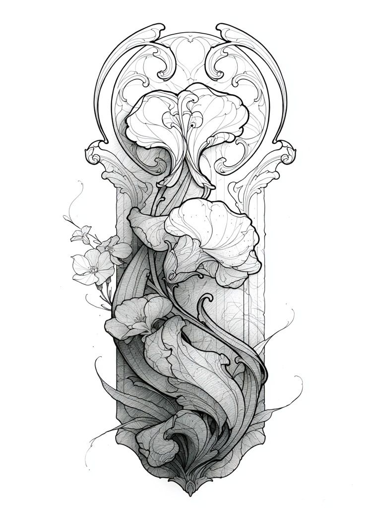 Ornamental Floral Line Art Poster. poster detail