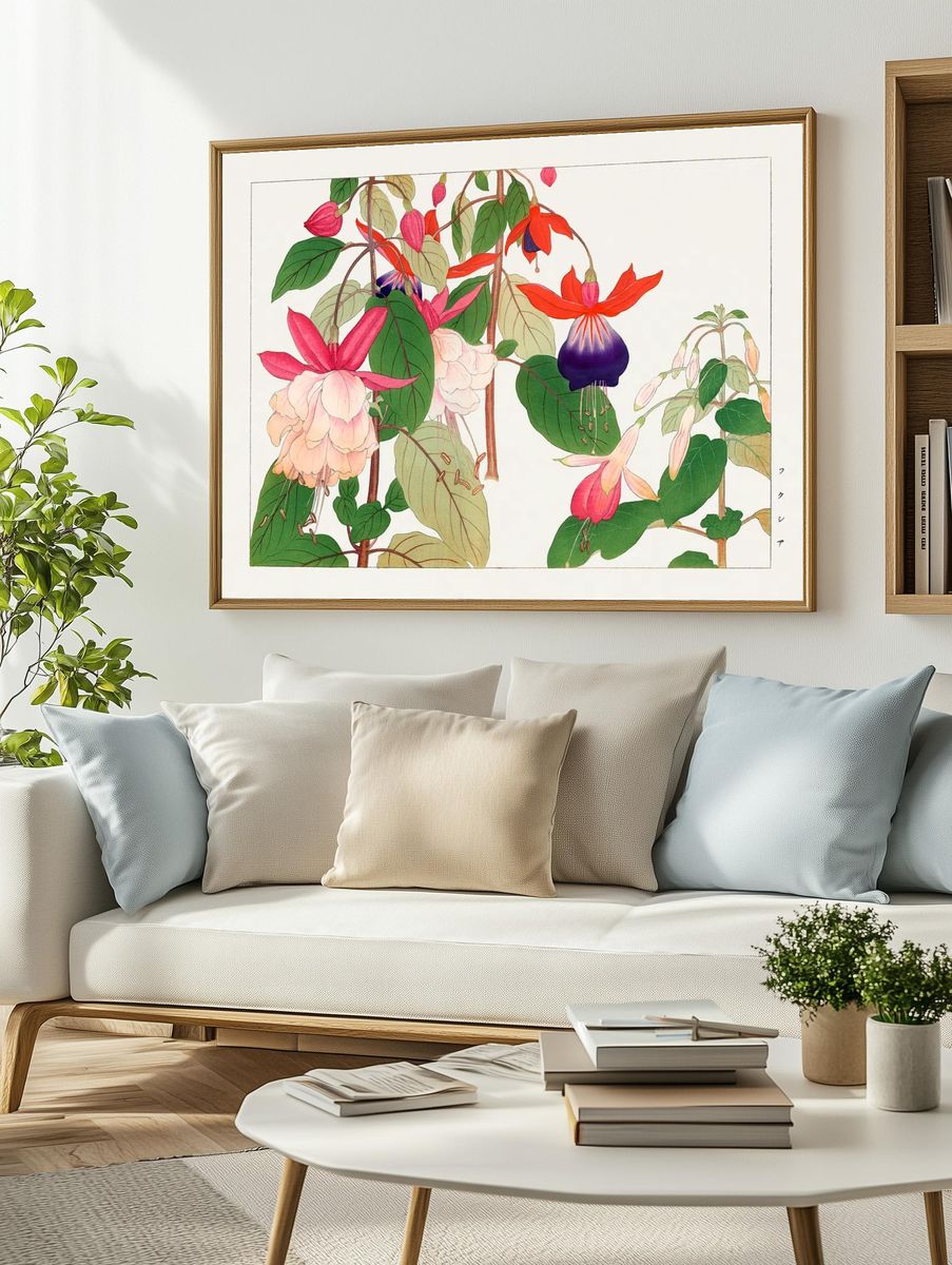 Fuchsia flower, Japanese woodblock art. — room view 2
