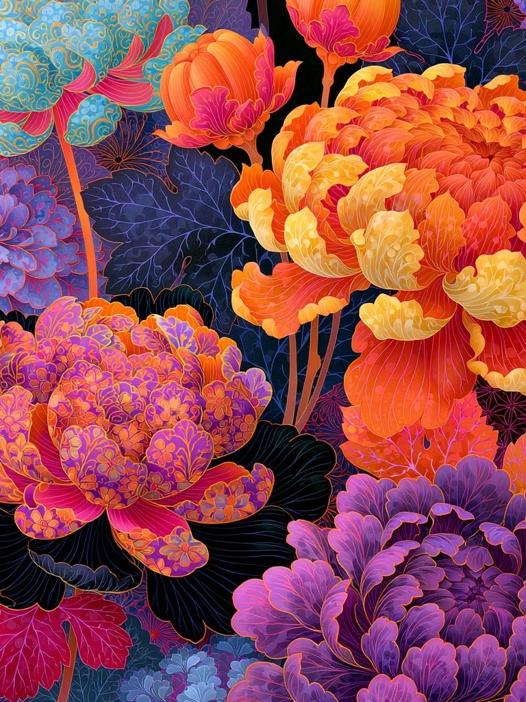 Vibrant Floral Bloom Illustration Poster. poster — botanical art
