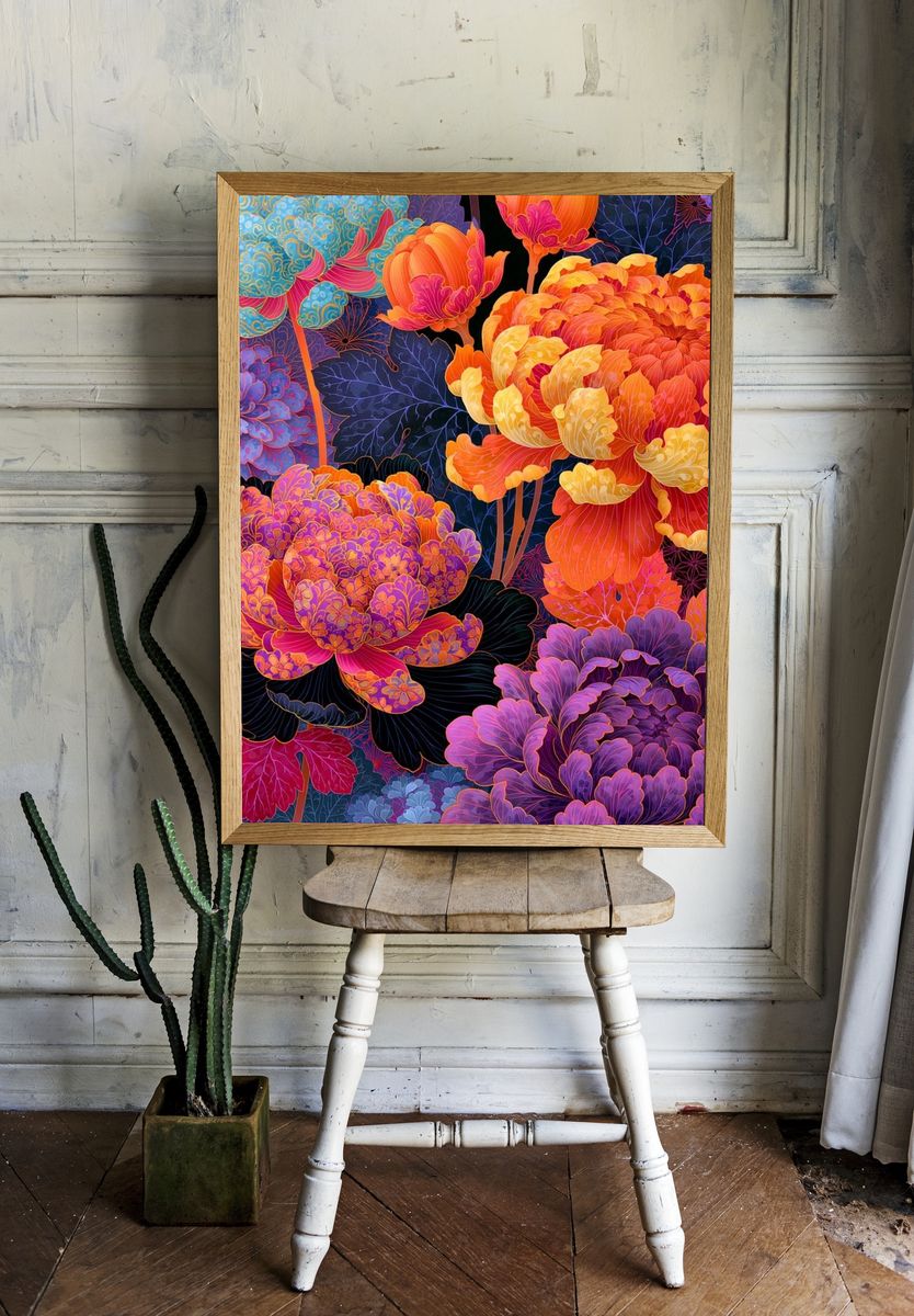 Vibrant Floral Bloom Illustration Poster. room preview
