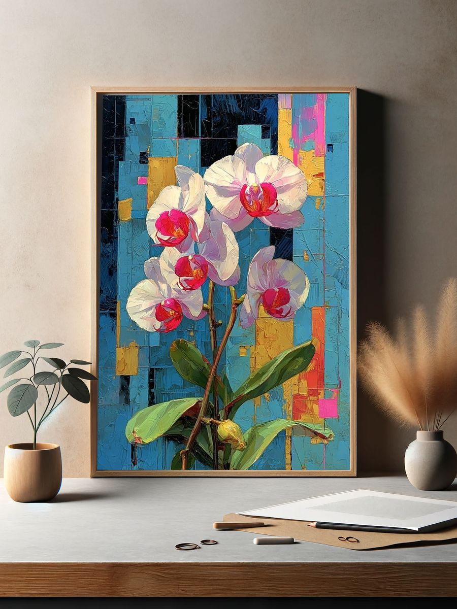 Orchid Bloom Contemporary Print. — room view 2
