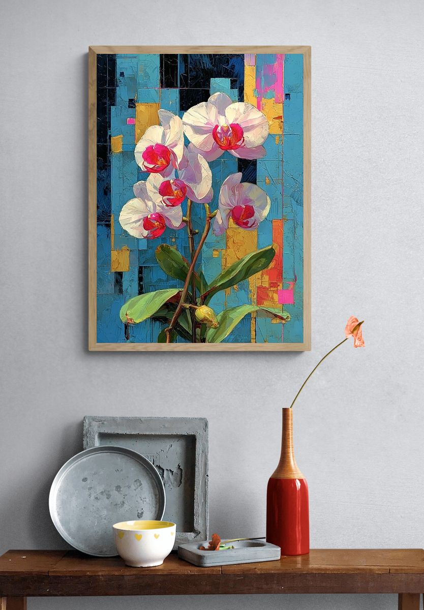 Orchid Bloom Contemporary Print. — room view 3