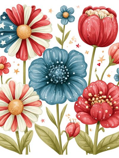 Patriotic Wildflower Bouquet Print.