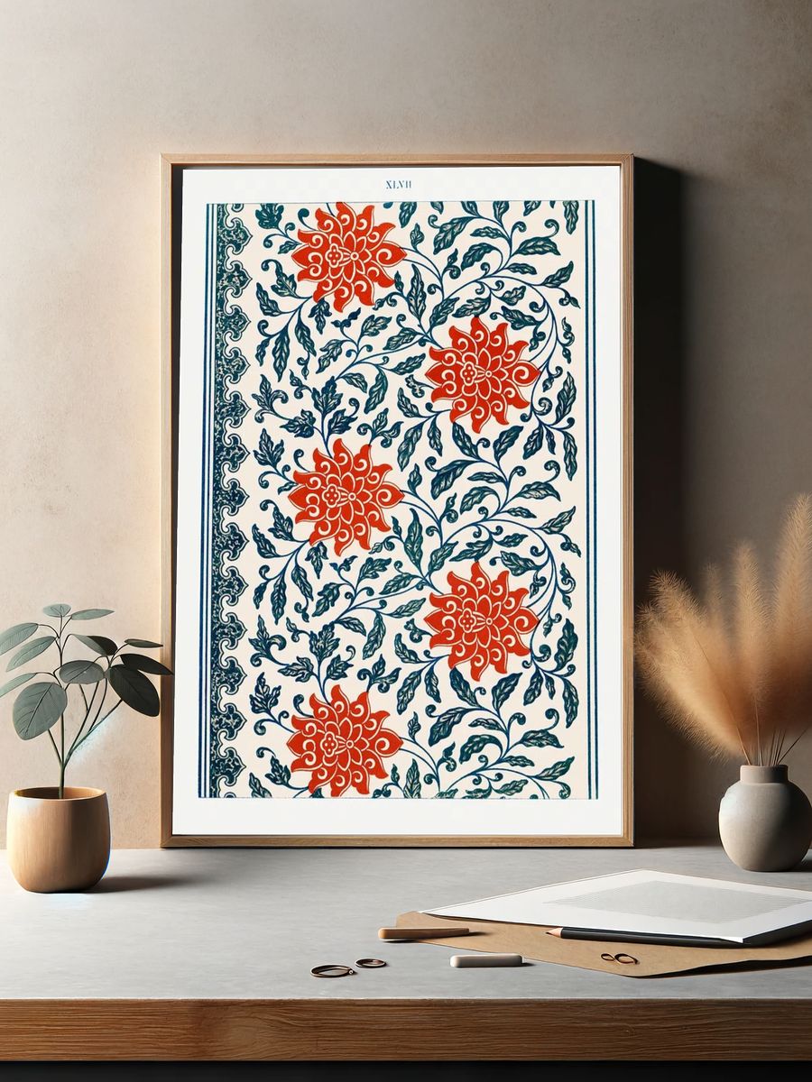 Red flower pattern, Examples Chinese. — room view 2