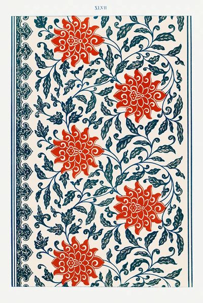 Red flower pattern, Examples Chinese.