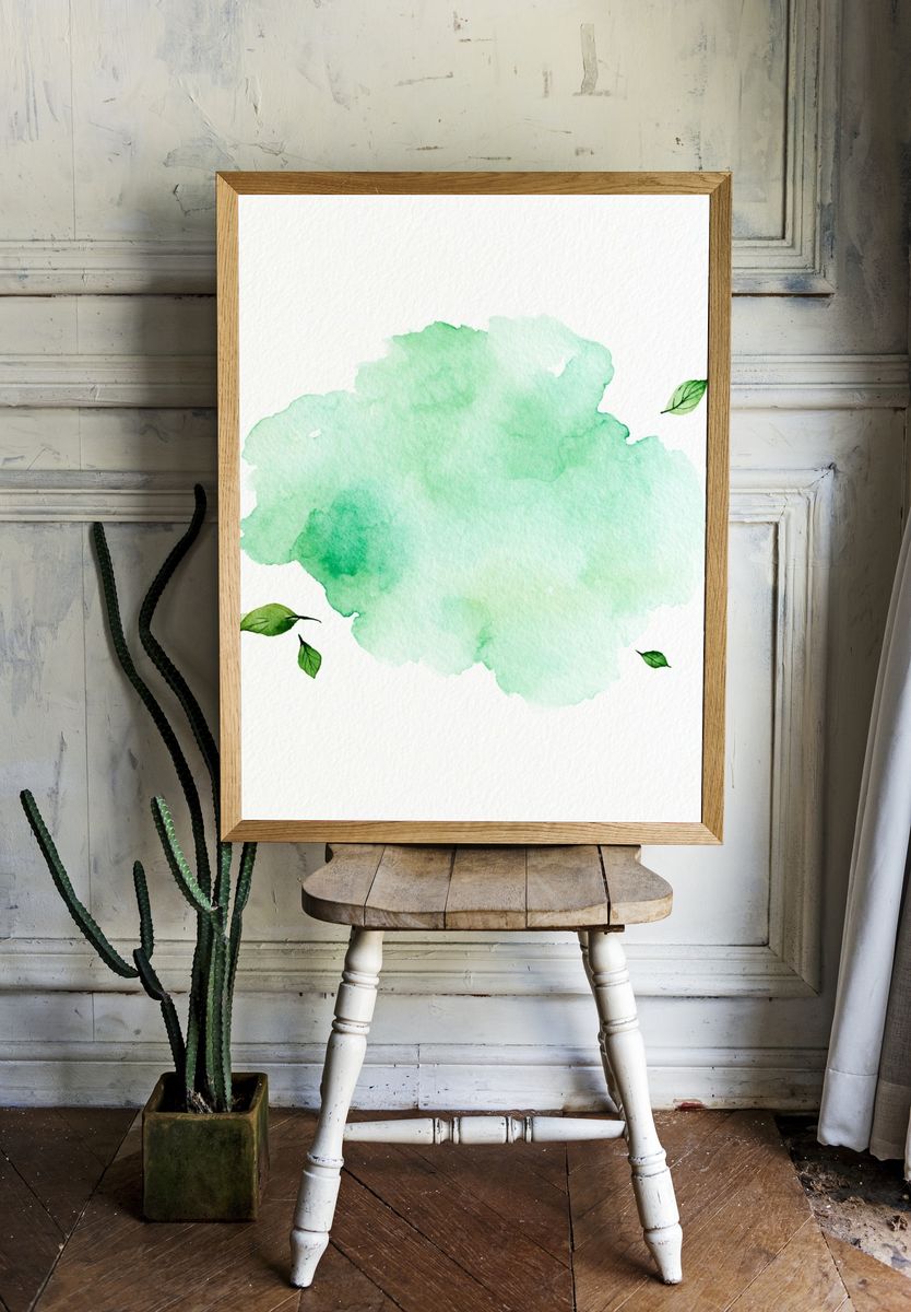 Mint Leaf Watercolor Poster. room preview