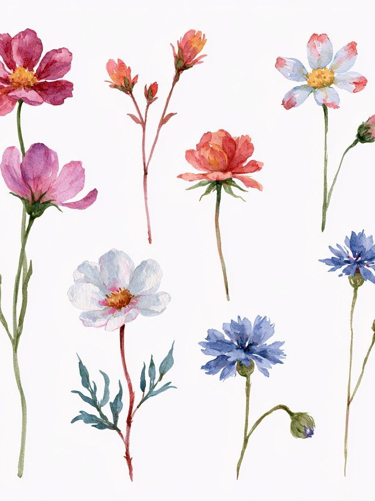 Watercolor Wildflowers Botanical Print. poster — botanical art